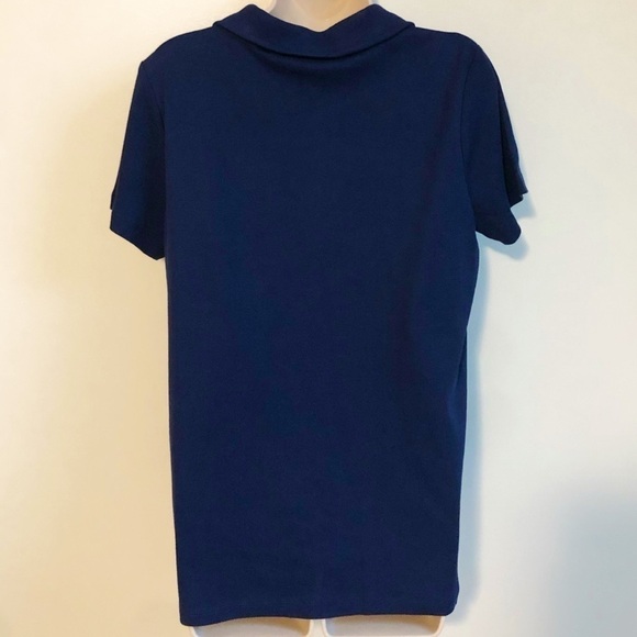 🆕 Pappagallo pullover short sleeve solid navy blue polo top large - Picture 4 of 12